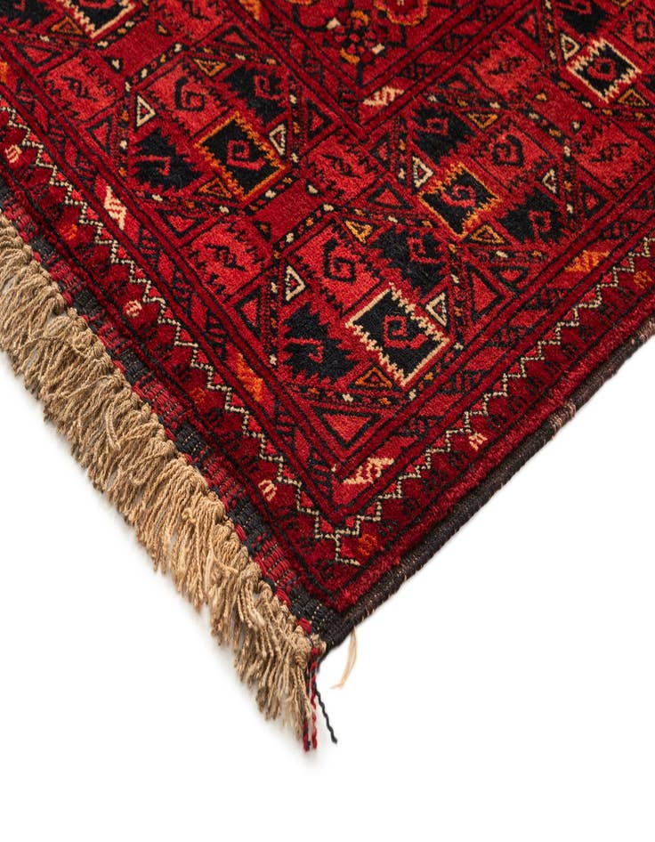 Detail image of 3' 3 x 6' 5  Hand Knotted Afghan Akhche Wool Runner Rug