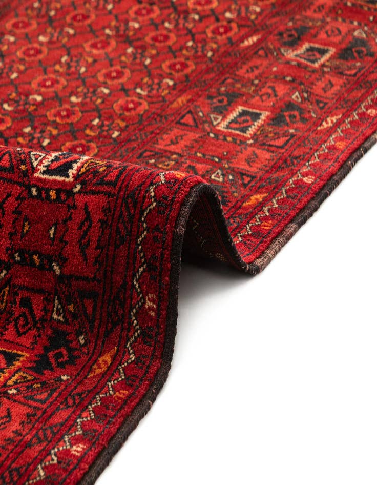 Detail image of 3' 3 x 6' 5  Hand Knotted Afghan Akhche Wool Runner Rug