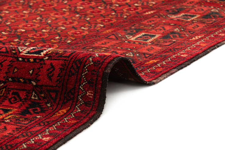 Detail image of 3' 3 x 6' 5 Hand Knotted Afghan Akhche Wool Runner Rug