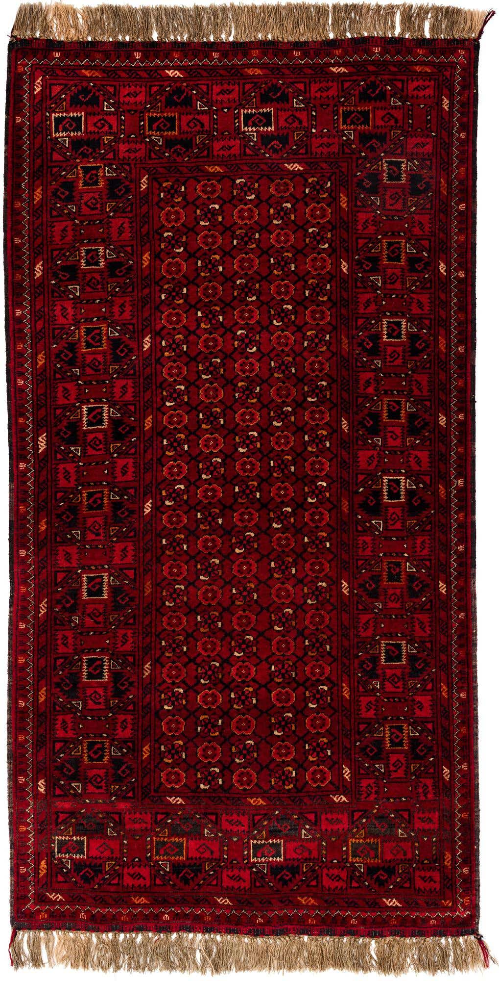 3' 3 x 6' 5 Hand Knotted Afghan Akhche Wool Runner Rug