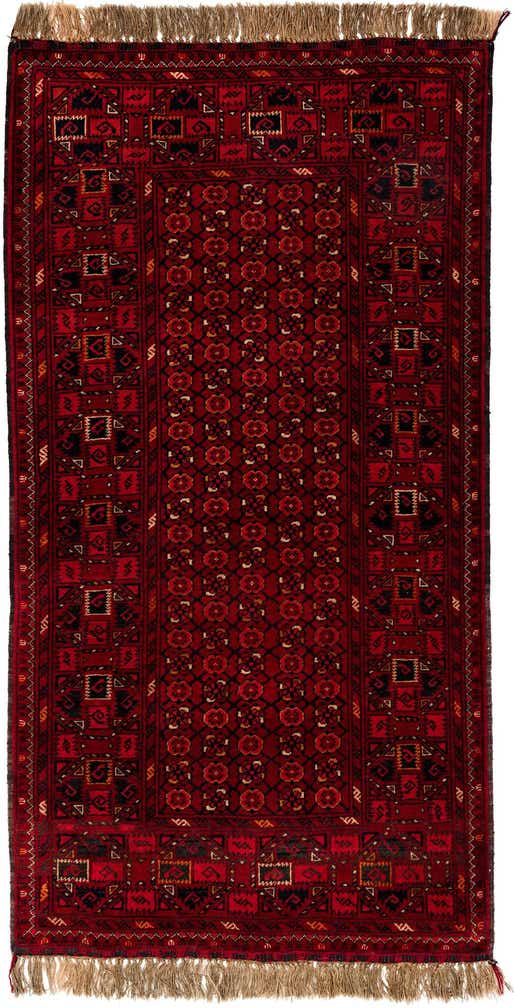 3' 3 x 6' 5 Hand Knotted Afghan Akhche Wool Runner Rug