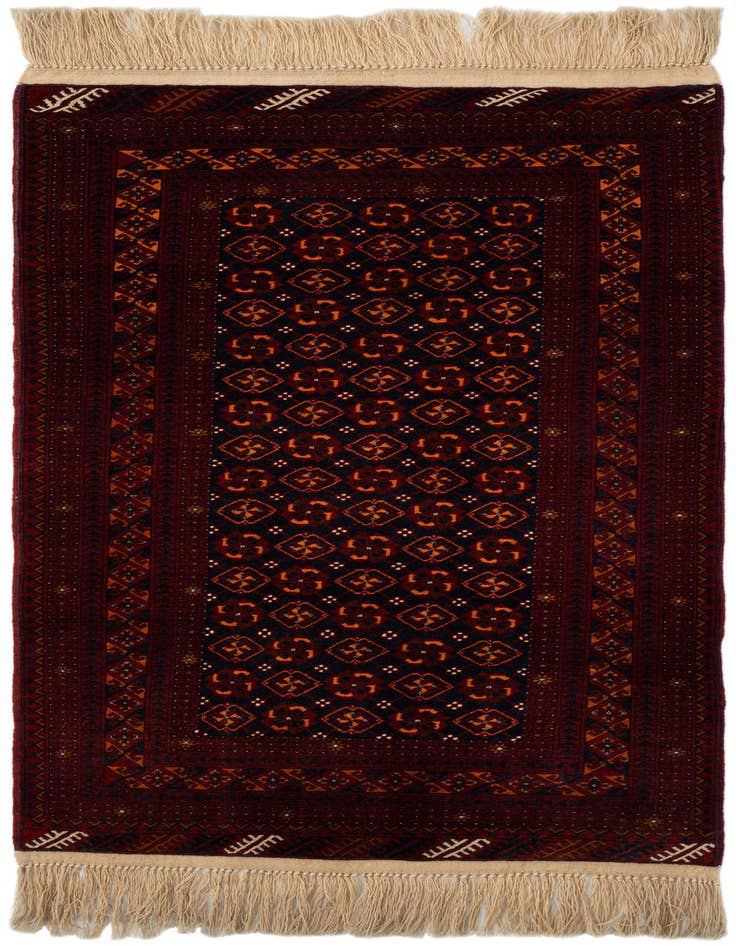 Detail image of 3' 3 x 6' 10 Hand Knotted Afghan Akhche Wool Runner Rug