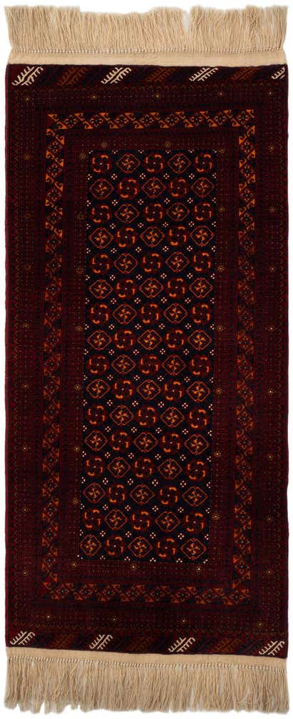 3' 3 x 6' 10 Hand Knotted Afghan Akhche Wool Runner Rug