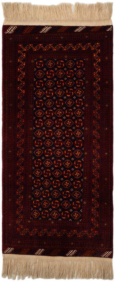 Detail image of 3' 3 x 6' 10 Hand Knotted Afghan Akhche Wool Runner Rug