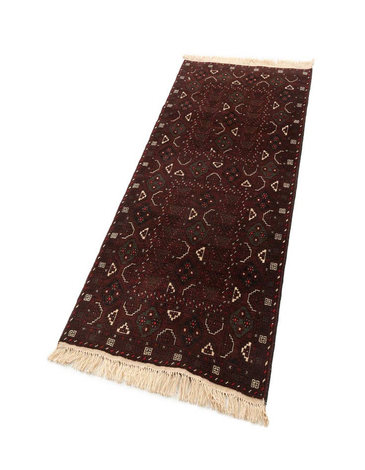 Detail image of 3' 3 x 6' 6  Hand Knotted Afghan Akhche Wool Runner Rug