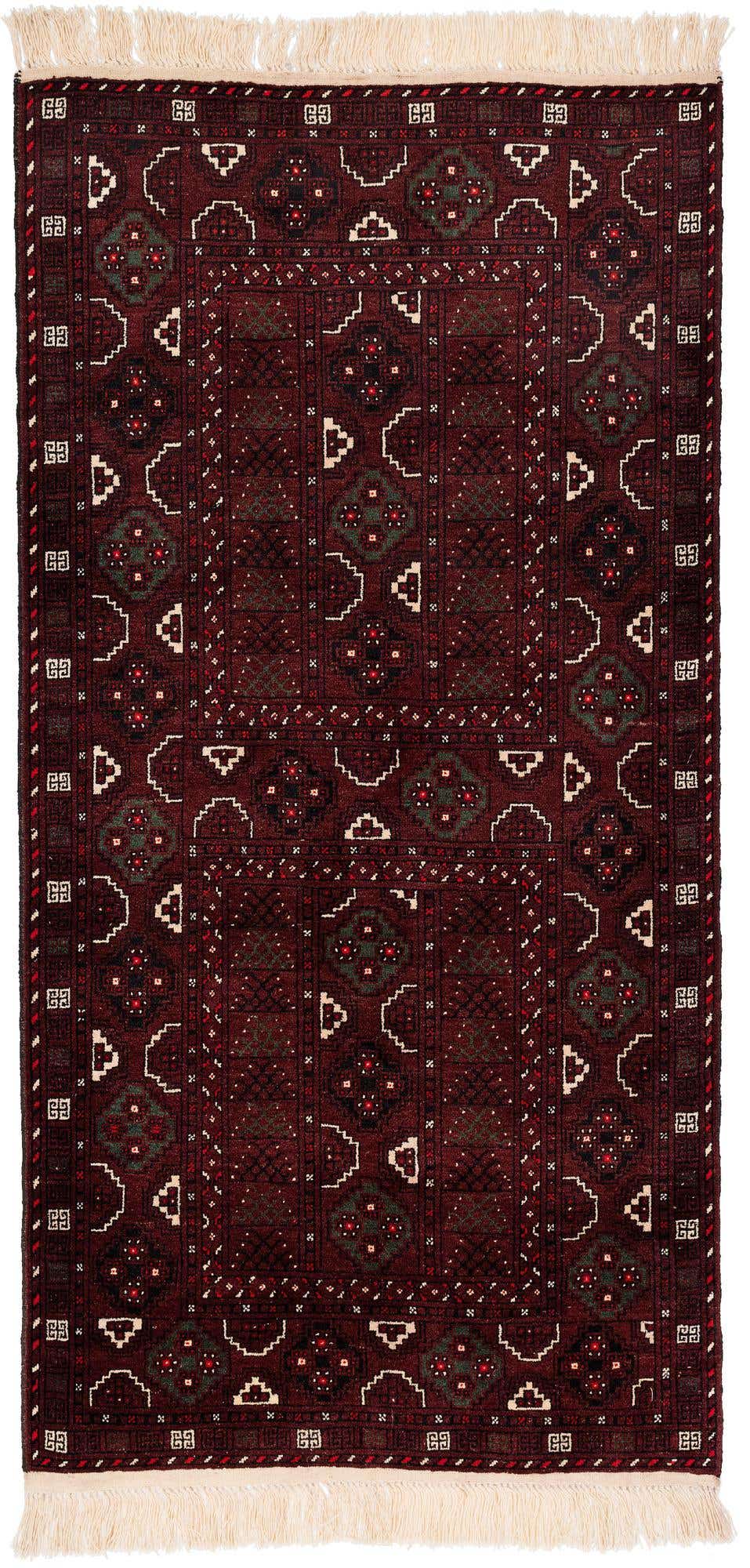 3' 3 x 6' 6 Hand Knotted Afghan Akhche Wool Runner Rug