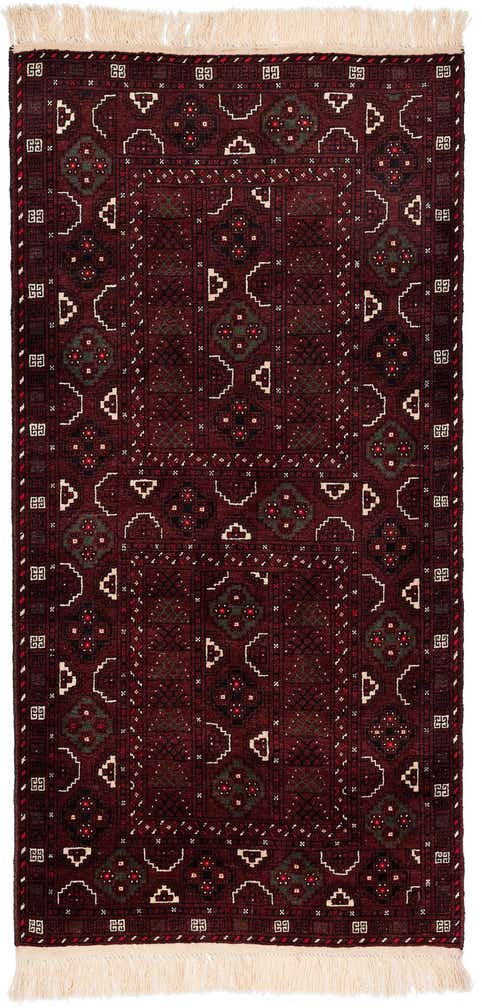3' 3 x 6' 6 Hand Knotted Afghan Akhche Wool Runner Rug