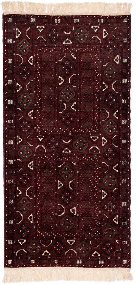 Detail image of 3' 3 x 6' 6 Hand Knotted Afghan Akhche Wool Runner Rug