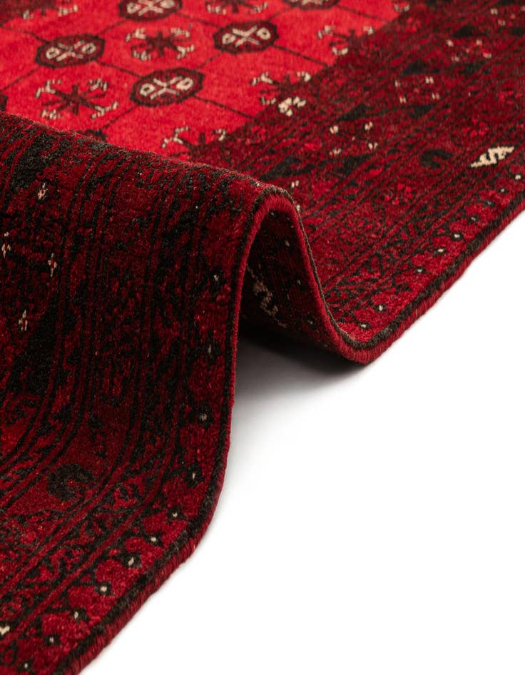 Detail image of 3' 5 x 6' 5 Hand Knotted Afghan Akhche Wool Runner Rug