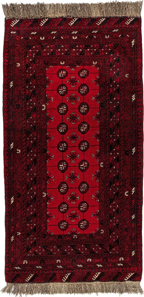 3' 5 x 6' 5 Hand Knotted Afghan Akhche Wool Runner Rug