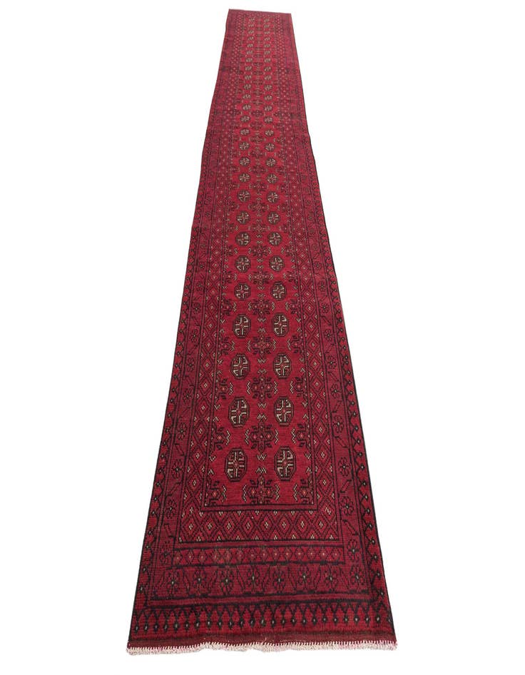 Detail image of 2' 9 x 15' 8  Hand Knotted Afghan Akhche Wool Runner Rug