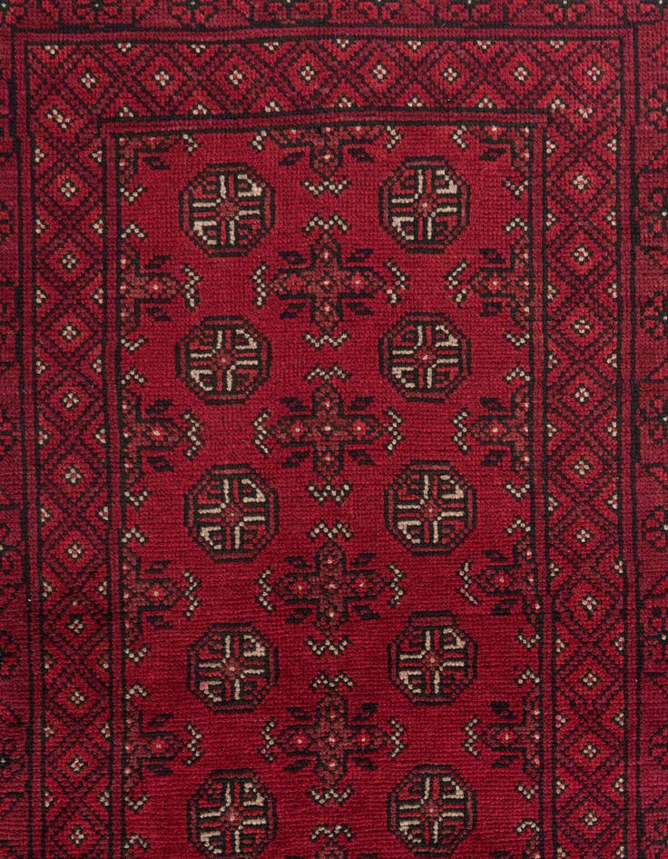 Detail image of 2' 9 x 15' 8  Hand Knotted Afghan Akhche Wool Runner Rug