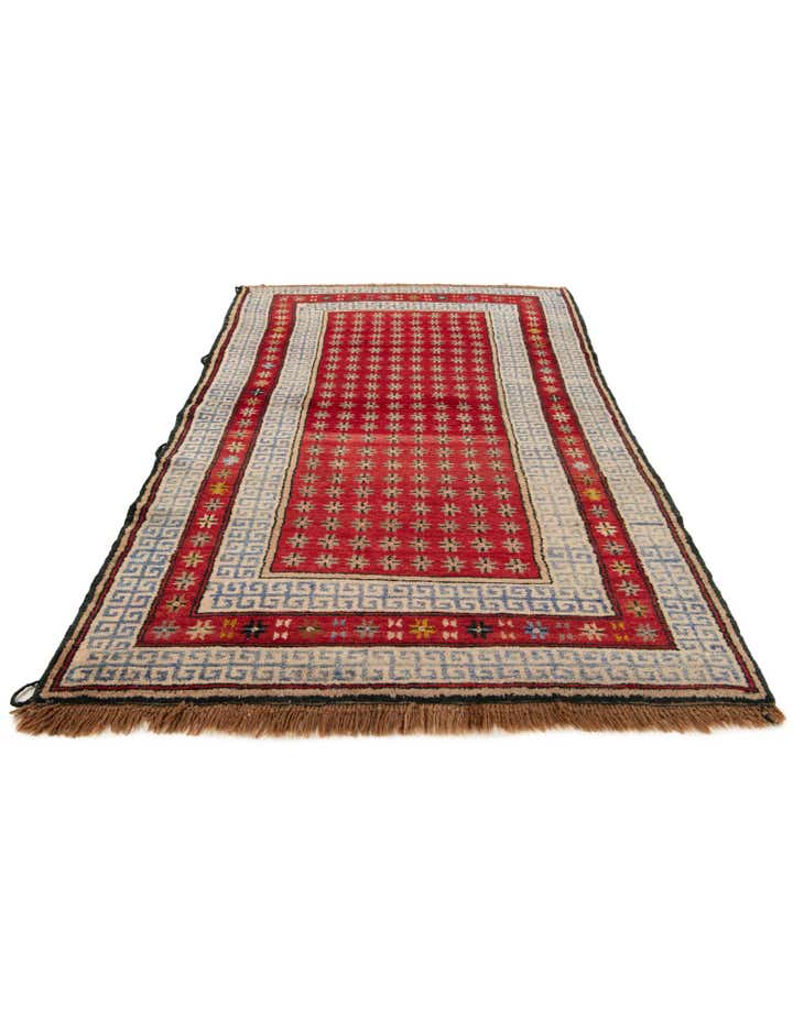 3' 10 x 7' 2 Hand Knotted Afghan Akhche Wool Runner Rug