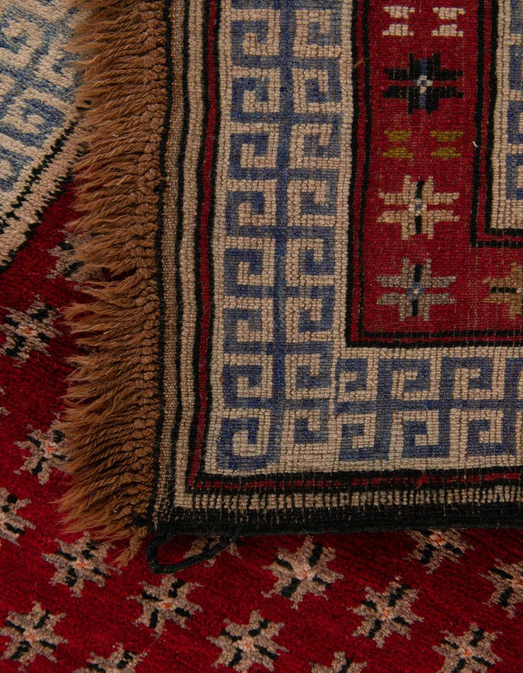 Detail image of 3' 10 x 7' 2  Hand Knotted Afghan Akhche Wool Runner Rug