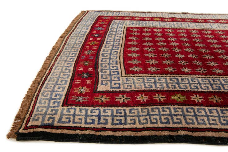 Detail image of 3' 10 x 7' 2 Hand Knotted Afghan Akhche Wool Runner Rug