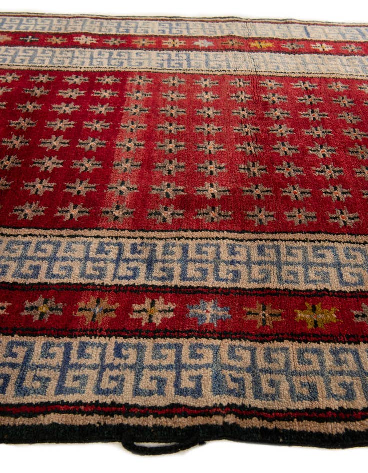 Detail image of 3' 10 x 7' 2  Hand Knotted Afghan Akhche Wool Runner Rug
