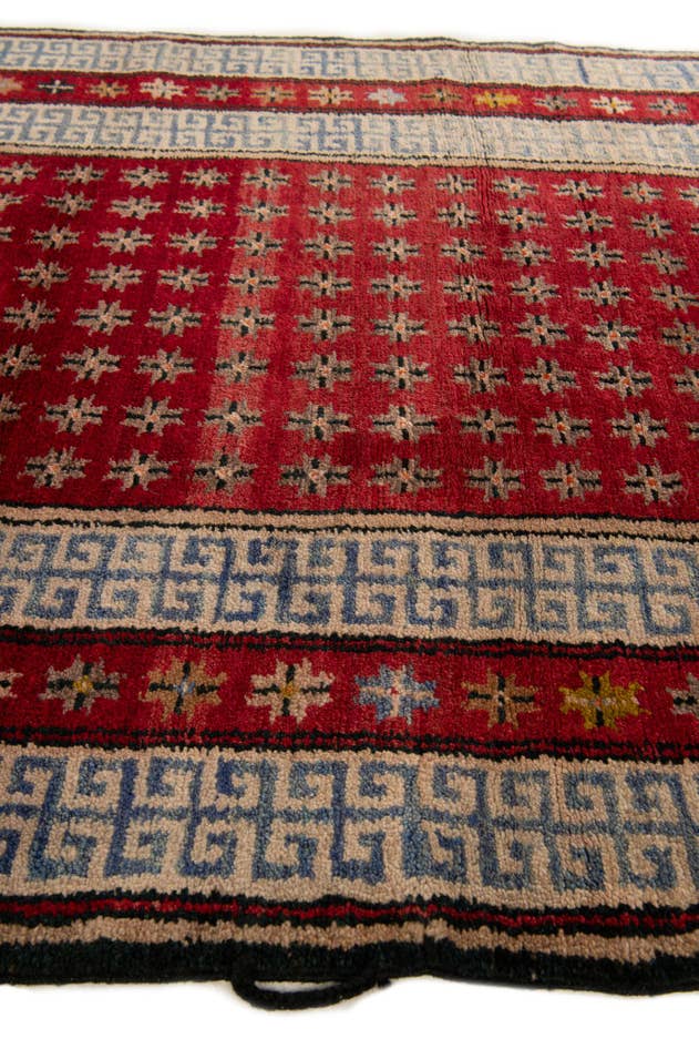 Detail image of 3' 10 x 7' 2 Hand Knotted Afghan Akhche Wool Runner Rug