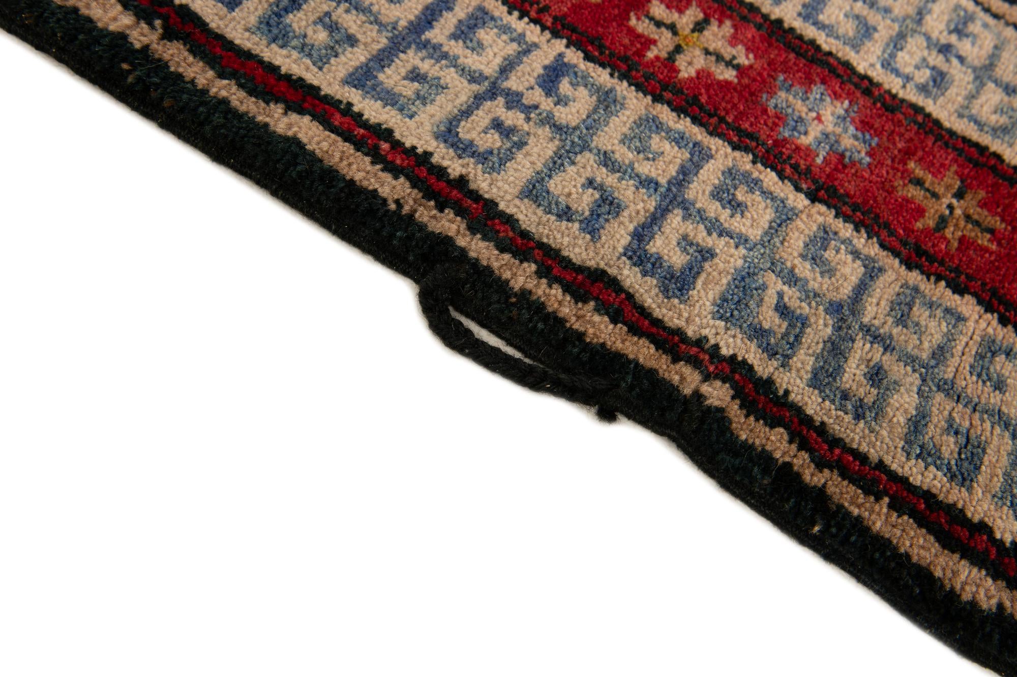 3' 10 x 7' 2 Hand Knotted Afghan Akhche Wool Runner Rug