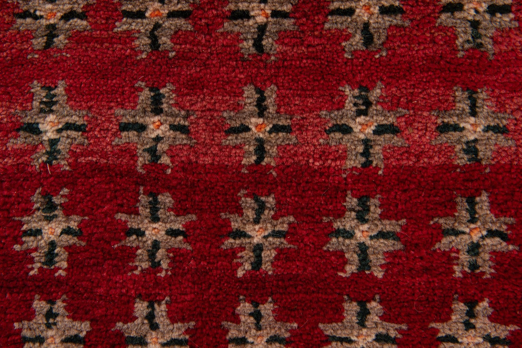3' 10 x 7' 2 Hand Knotted Afghan Akhche Wool Runner Rug