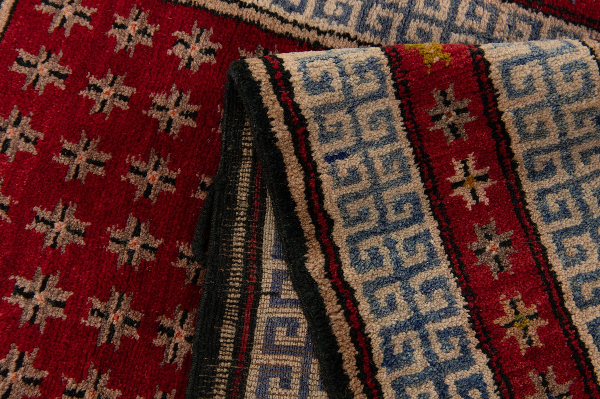 3' 10 x 7' 2 Hand Knotted Afghan Akhche Wool Runner Rug