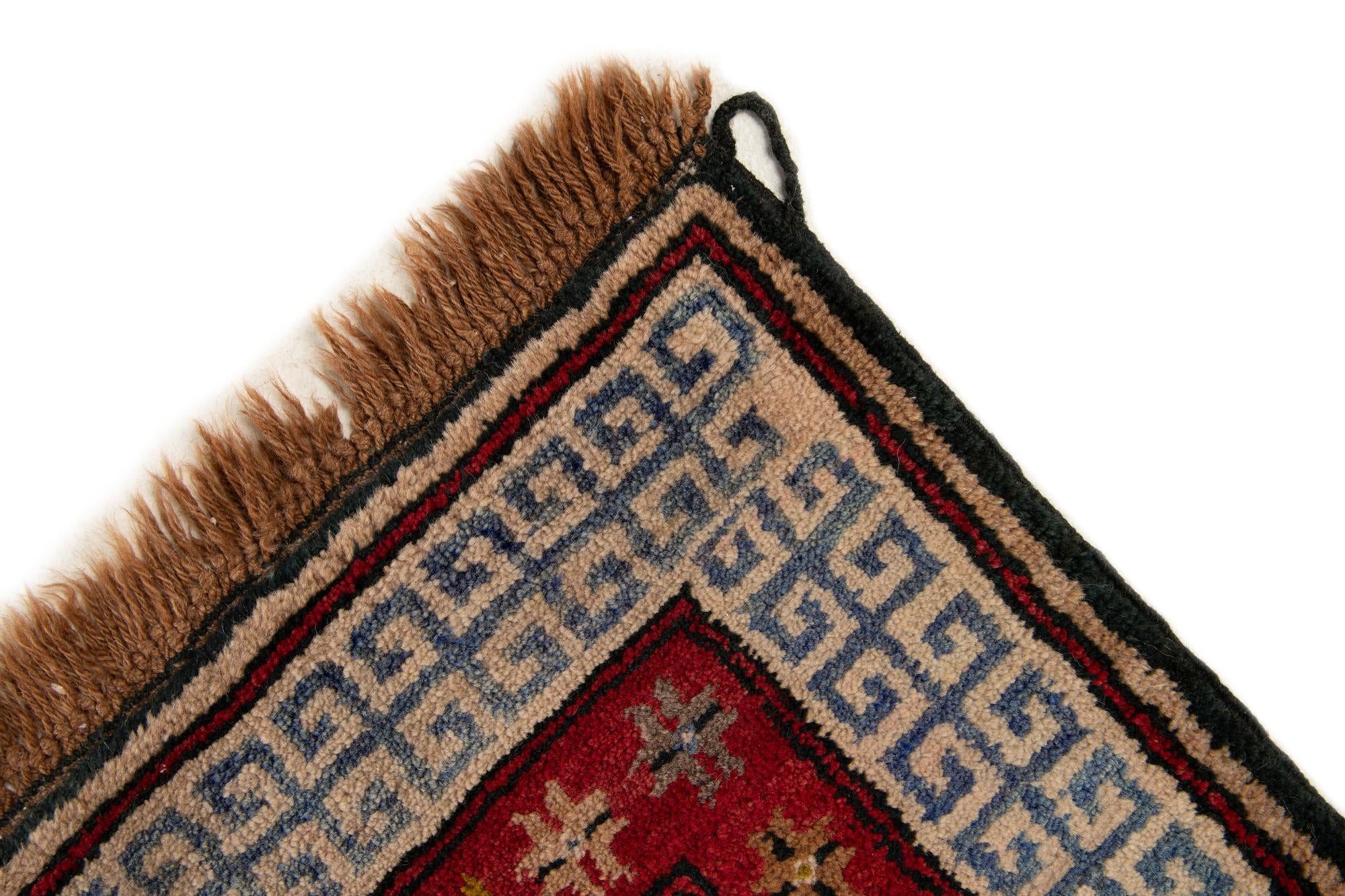 3' 10 x 7' 2 Hand Knotted Afghan Akhche Wool Runner Rug