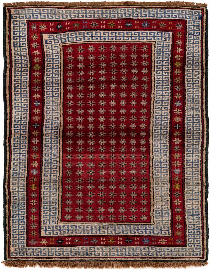 Detail image of 3' 10 x 7' 2 Hand Knotted Afghan Akhche Wool Runner Rug