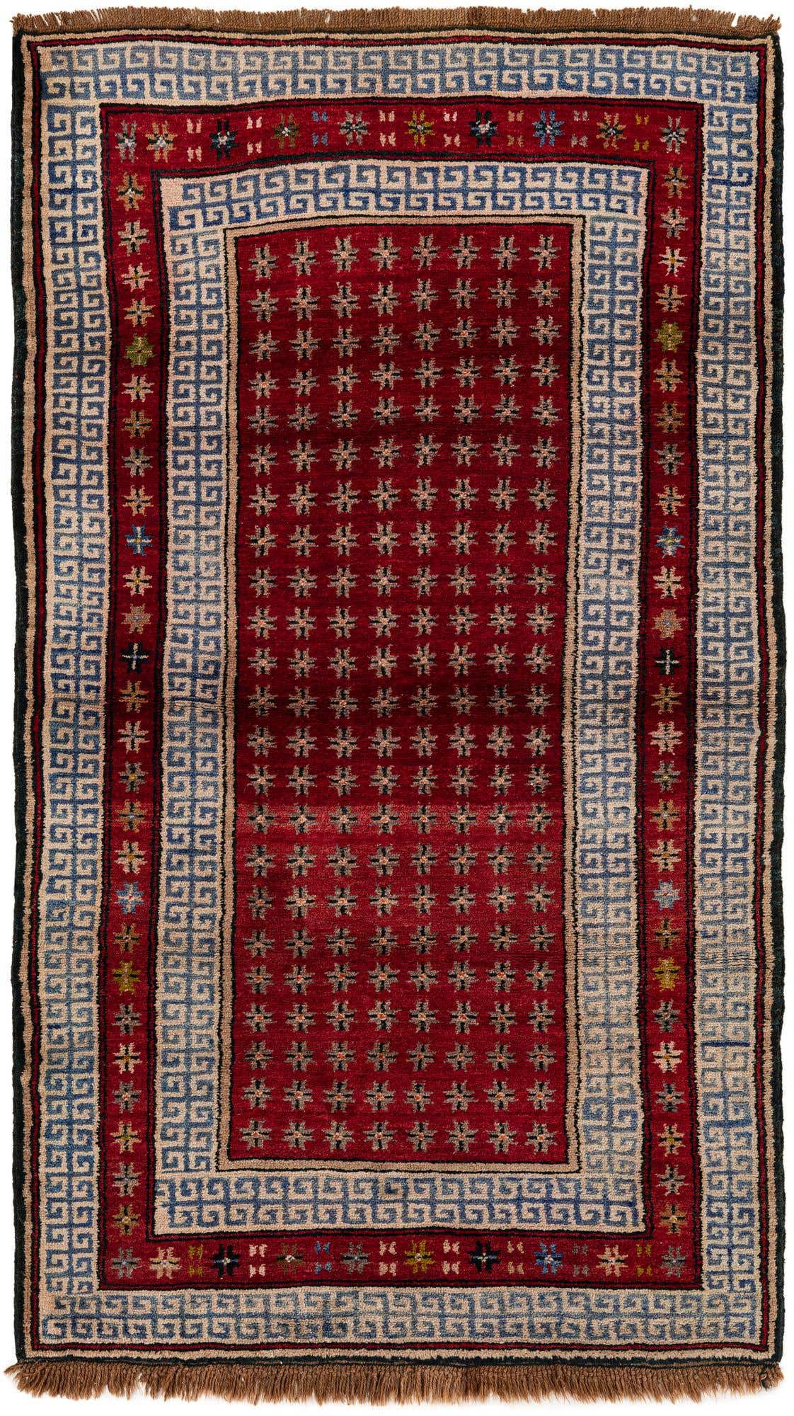 3' 10 x 7' 2 Hand Knotted Afghan Akhche Wool Runner Rug
