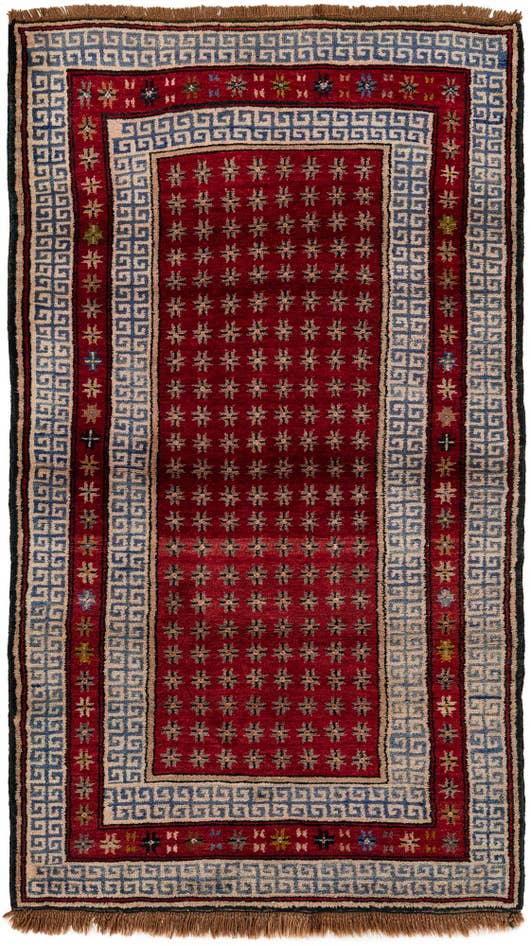 Detail image of 3' 10 x 7' 2 Hand Knotted Afghan Akhche Wool Runner Rug