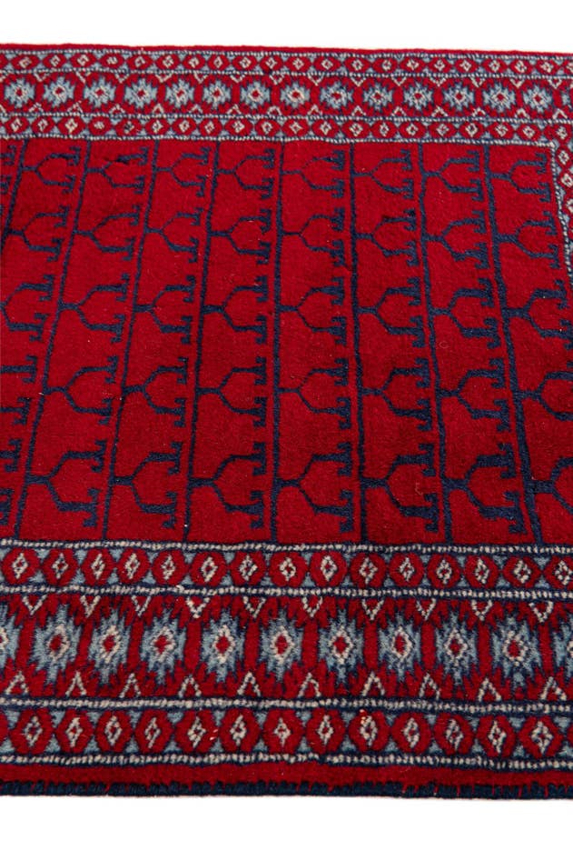 Detail image of 2' x 3' 10 Hand Knotted Afghan Akhche Wool Runner Rug