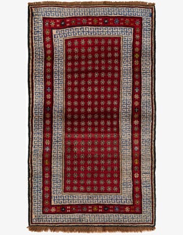3' 10 x 7' 2 Hand Knotted Afghan Akhche Wool Runner Rug