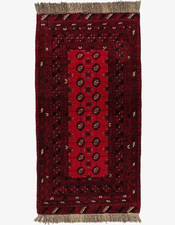 3' 5 x 6' 5 Hand Knotted Afghan Akhche Wool Runner Rug