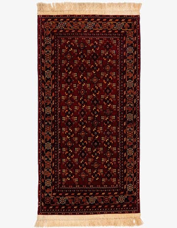 3' 3 x 6' 6 Hand Knotted Afghan Akhche Oriental Wool Runner Rug