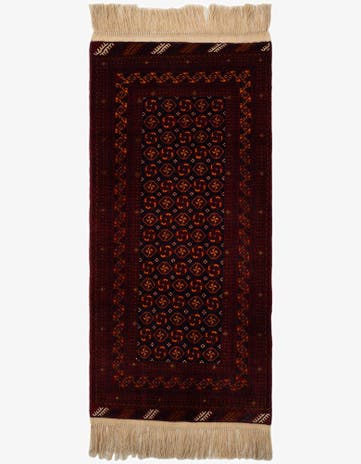 3' 3 x 6' 10 Hand Knotted Afghan Akhche Wool Runner Rug