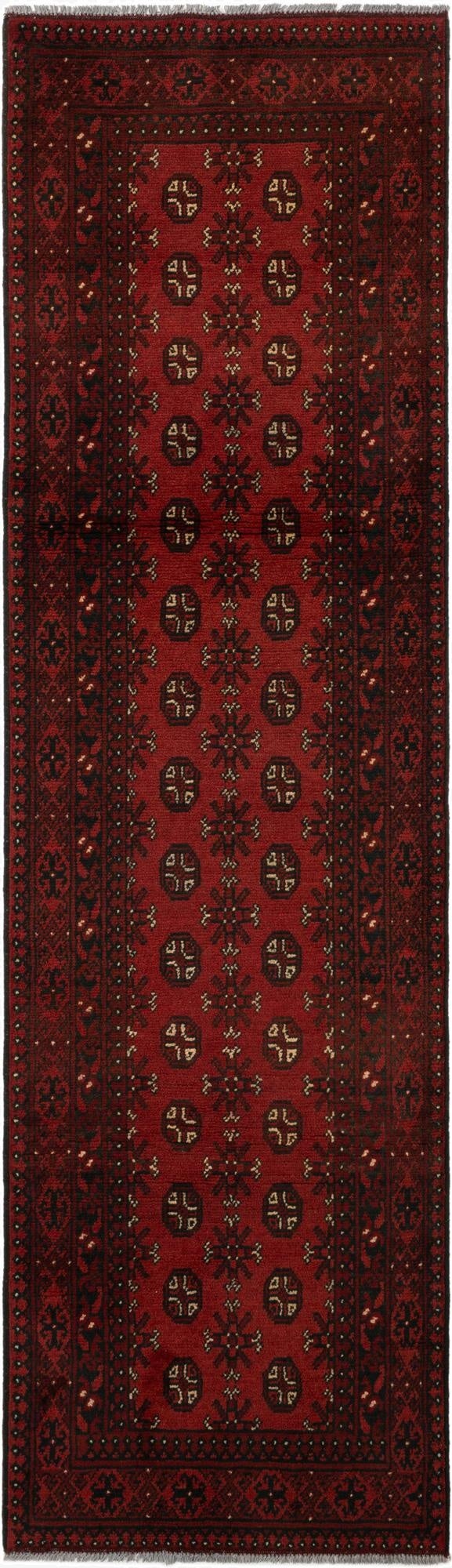 2' 9 x 9' 5  Hand Knotted Afghan Akhche Wool Runner Rug