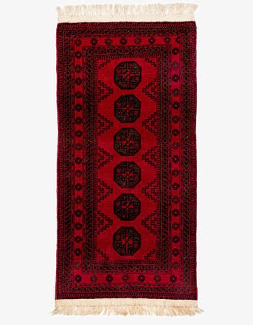 3' 4 x 7' Hand Knotted Afghan Akhche Wool Runner Rug