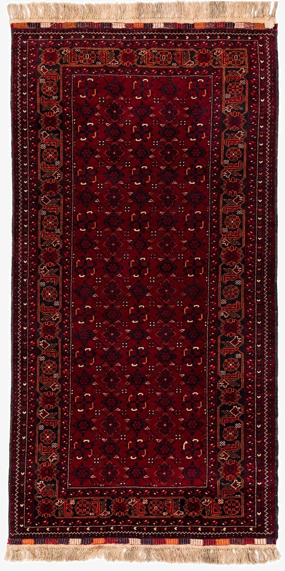 3' 6 x 6' 10  Hand Knotted Afghan Akhche Wool Runner Rug