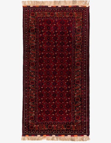 3' 6 x 6' 10 Hand Knotted Afghan Akhche Wool Runner Rug