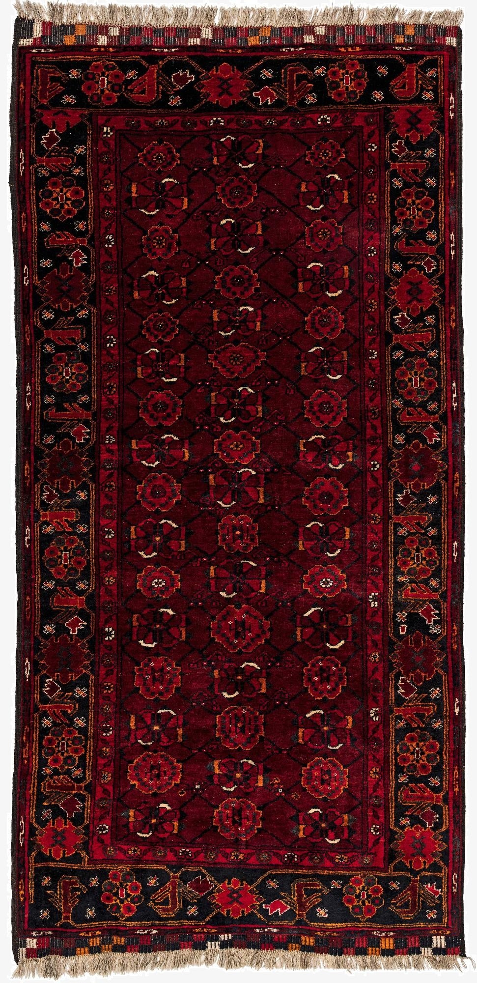 3' 4 x 6' 10  Hand Knotted Afghan Akhche Wool Runner Rug