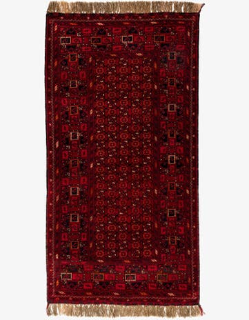3' 3 x 6' 5 Hand Knotted Afghan Akhche Wool Runner Rug