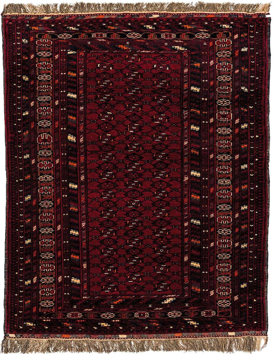Primary image 3' 6 x 7'  Hand Knotted Afghan Ersari Wool Runner Rug