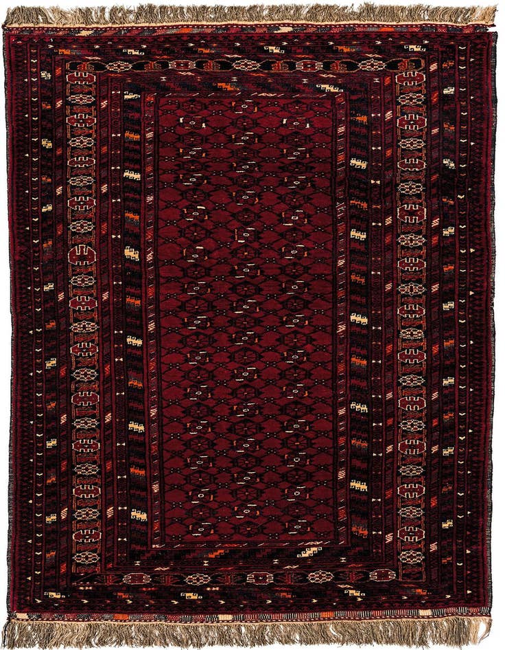 Detail image of 3' 6 x 7' Hand Knotted Afghan Ersari Wool Runner Rug