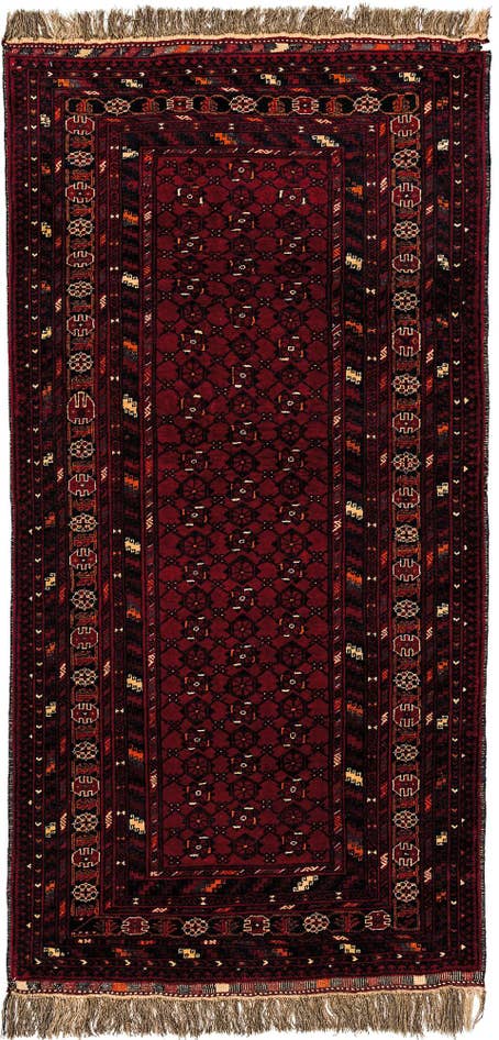 Detail image of 3' 6 x 7' Hand Knotted Afghan Ersari Wool Runner Rug