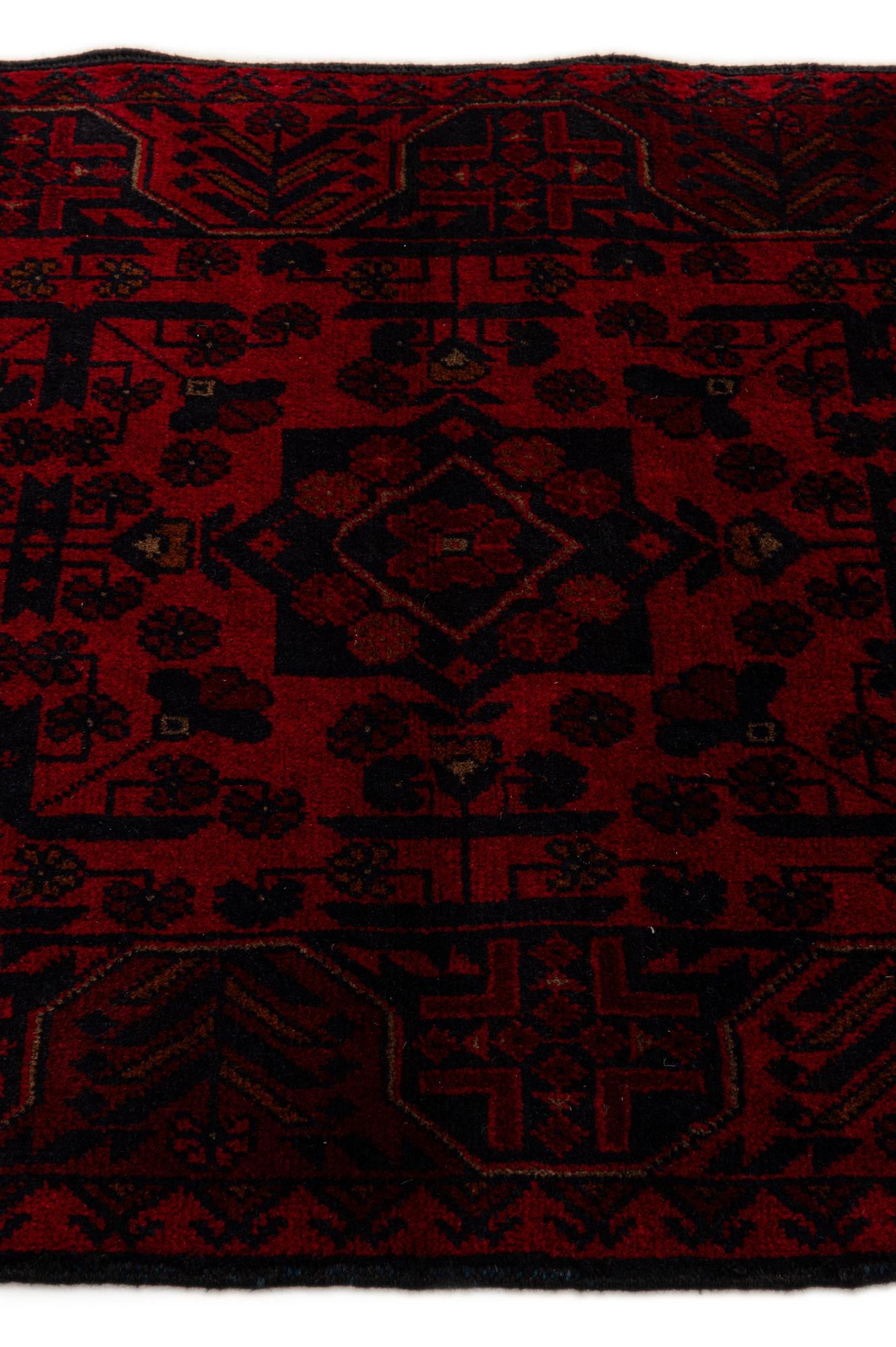 2' 9 x 6' 4 Hand Knotted Afghan Ersari Wool Runner Rug