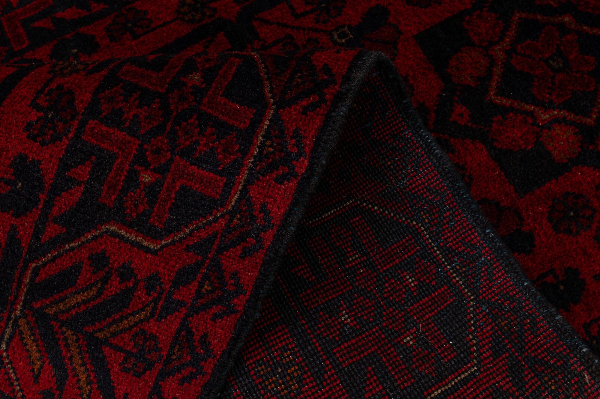 2' 9 x 6' 4 Hand Knotted Afghan Ersari Wool Runner Rug