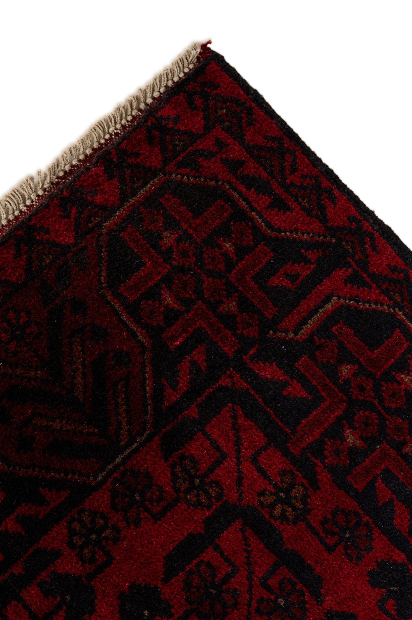 2' 9 x 6' 4 Hand Knotted Afghan Ersari Wool Runner Rug