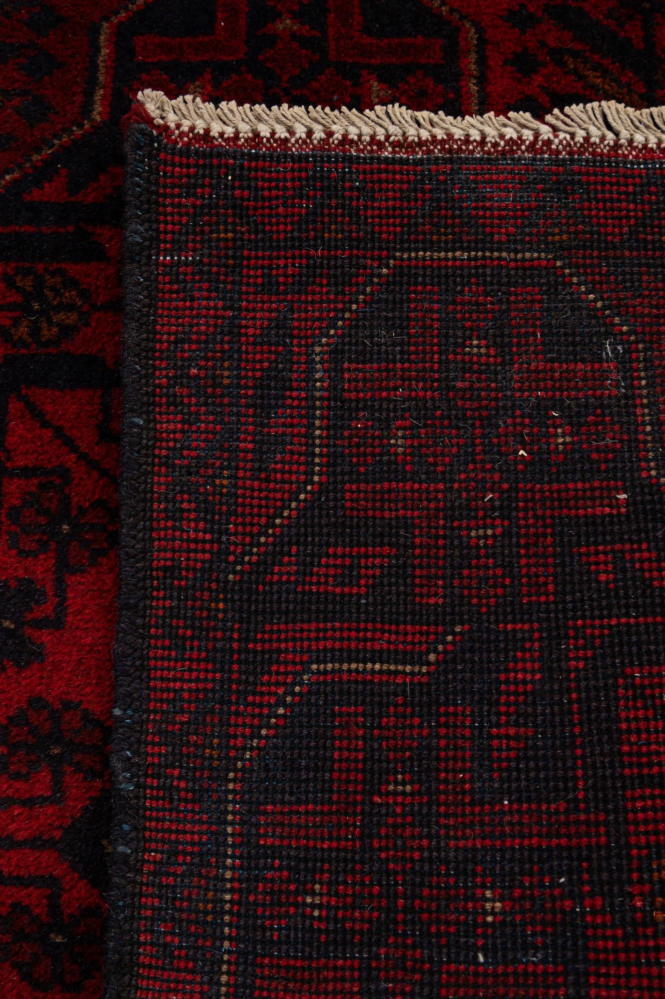 2' 9 x 6' 4 Hand Knotted Afghan Ersari Wool Runner Rug