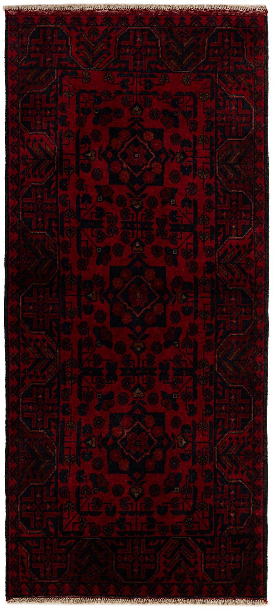2' 9 x 6' 4 Hand Knotted Afghan Ersari Wool Runner Rug