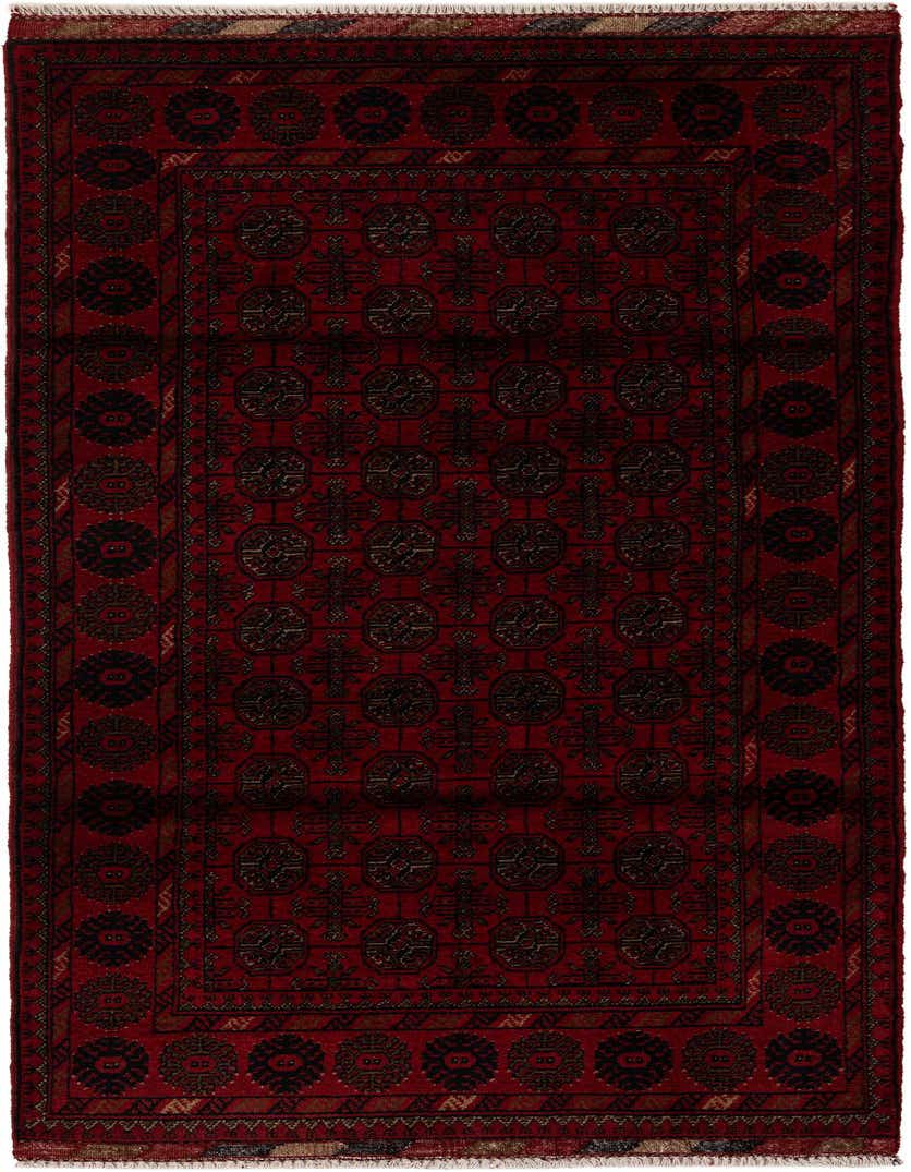 2' 9 x 6' 6 Hand Knotted Afghan Ersari Wool Runner Rug