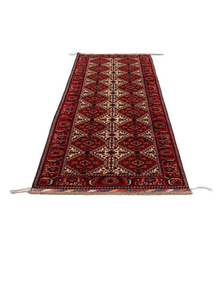 3' x 10' 1 Hand Knotted Afghan Ersari Wool Runner Rug