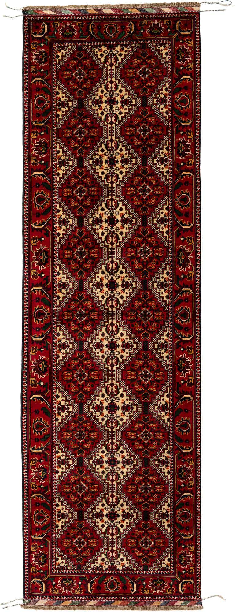 3' x 10' 1 Hand Knotted Afghan Ersari Wool Runner Rug